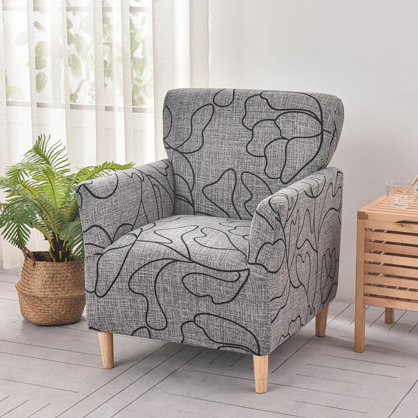 SHANNA Stretch Banquet Armchair Slipcover: Modern Printing 1Piece Chair Covers Super Soft Non-slip Armchair Sofa Covers Solid Color Single Couch Covers with Arms,for Dog Pet (K-Jacquard) โ image 1