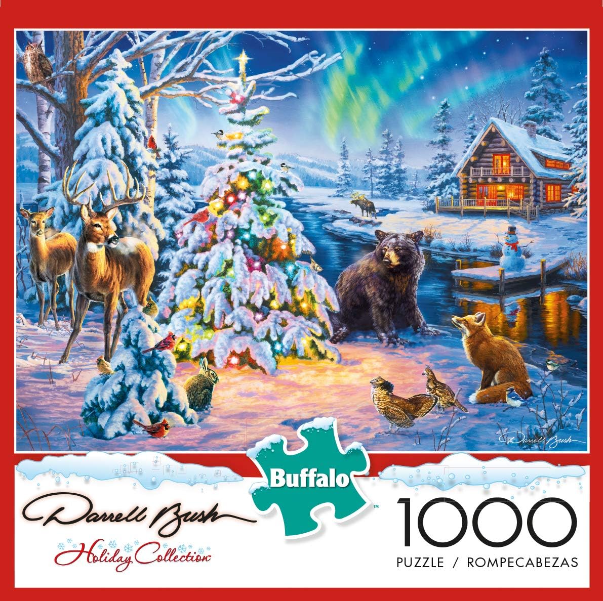 Buffalo Games – Darrell Bush - Woodland Christmas - 1000 Piece Holiday Jigsaw Puzzle - Festive Puzzles for Adults – Precision-Cut Pieces, Winter Artwork, and Hours of Relaxing Fun