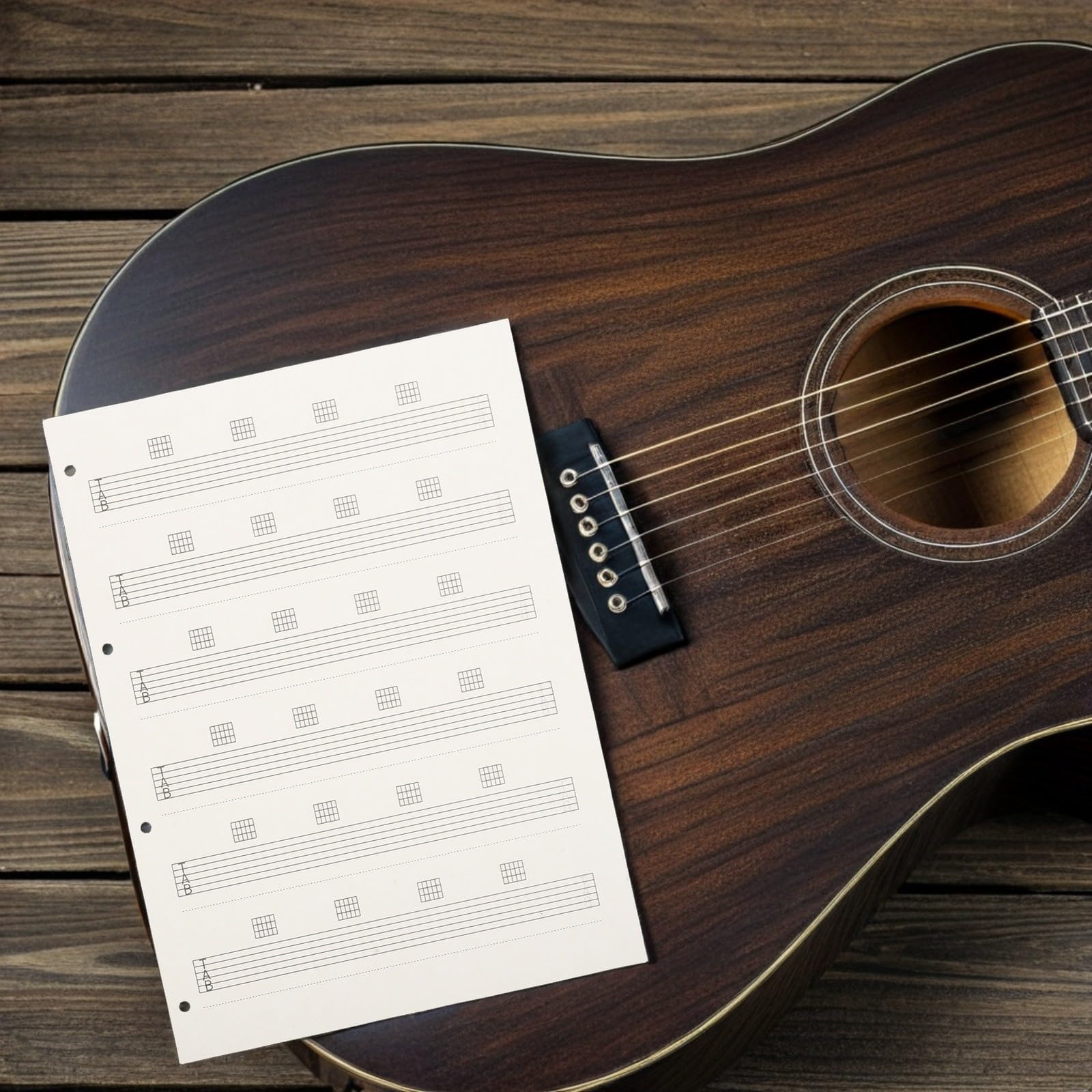 PRETYZOOM de Papel de Tablatura de Guitarra en Blanco 85 Hojas Diseño Elegante y Fácil Reemplazo para Práctica en Casa o Viajes