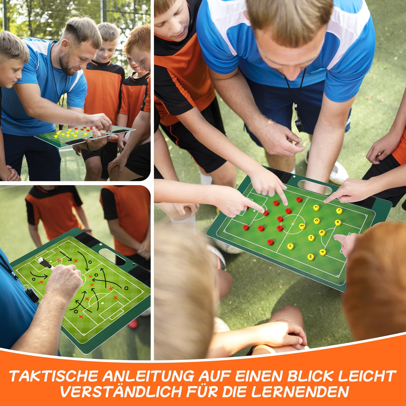 Desoto Magnettafel Fußball Coaching Board - Strategie-Lehr-Zwischenablage, Profi Taktikmappe Strategiebrett für die Schulung und Spielanalyse