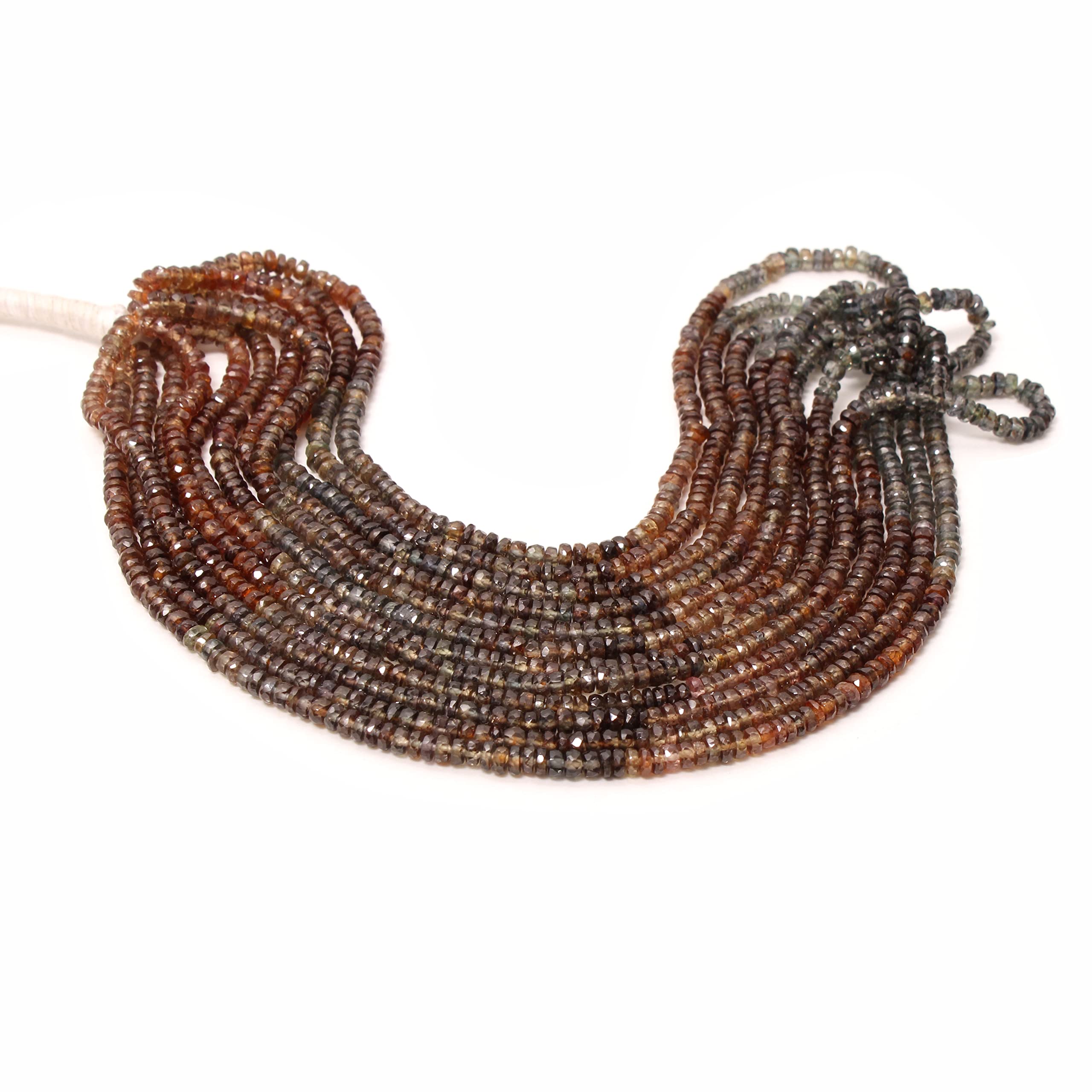Rondelle - Perline di zaffiro per la creazione di collane, 3,25-3,5 mm, perline di zaffiro naturale sfaccettato, filo da 40,6 cm, pietra preziosa zaffiro