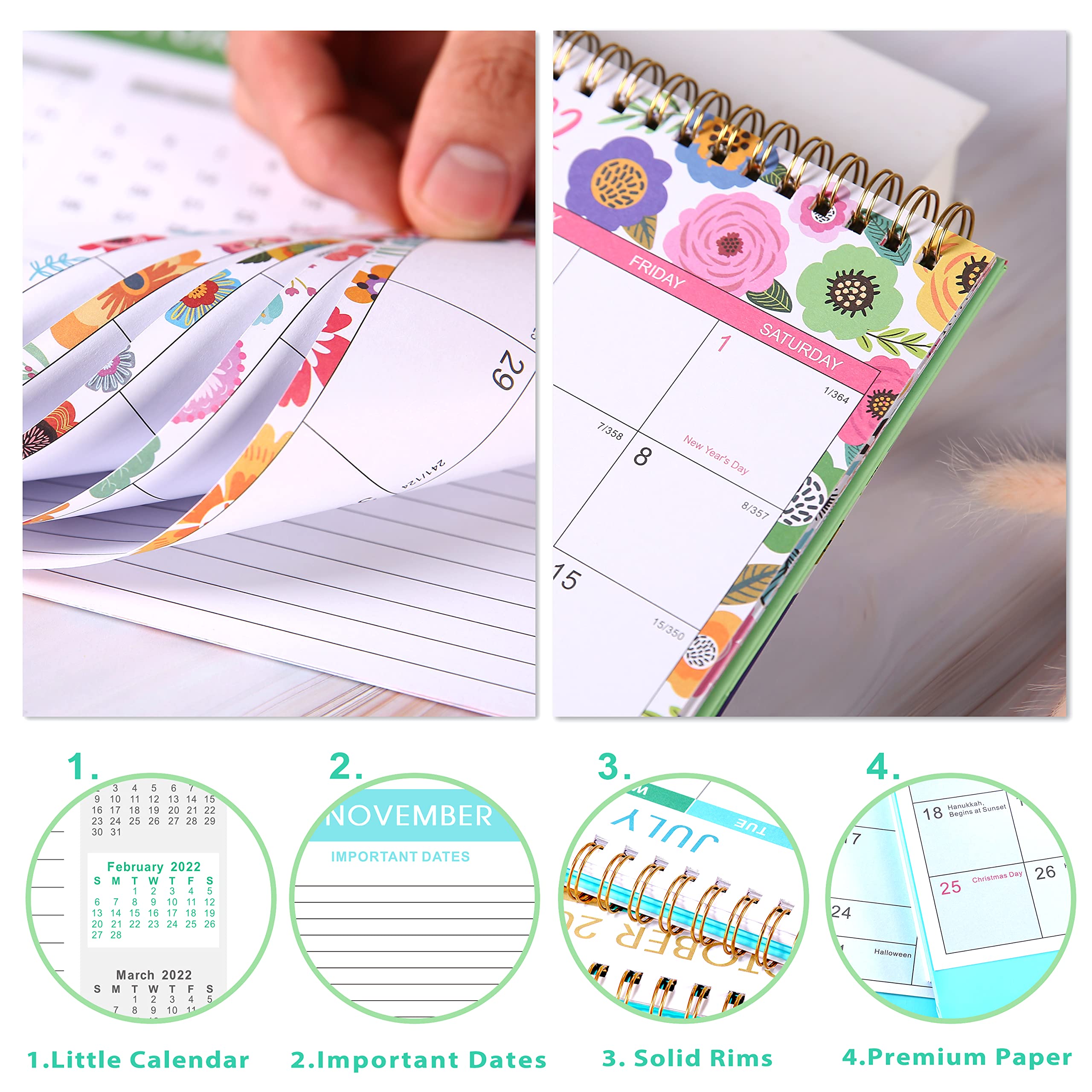 Desk Calendar 2022 Standing Flip 2022 Desktop Calendar with Thick