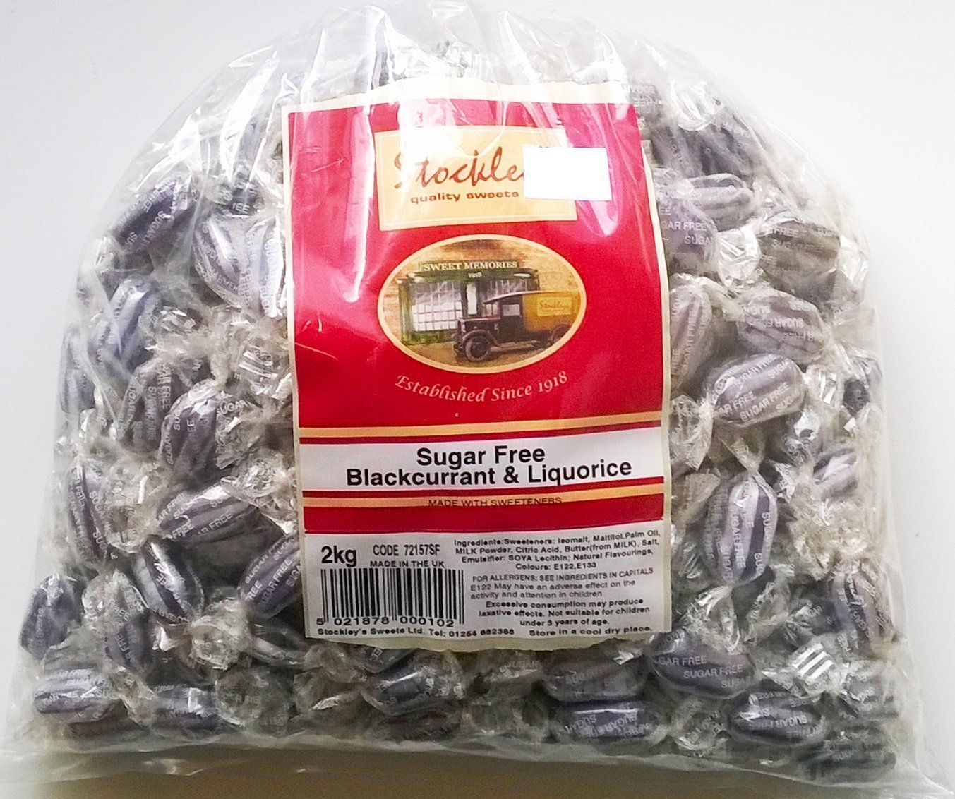 Stockley's Sweets Stockleys Sugar Free Blackcurrant & Liquorice Sweets - 1 X 2Kg
