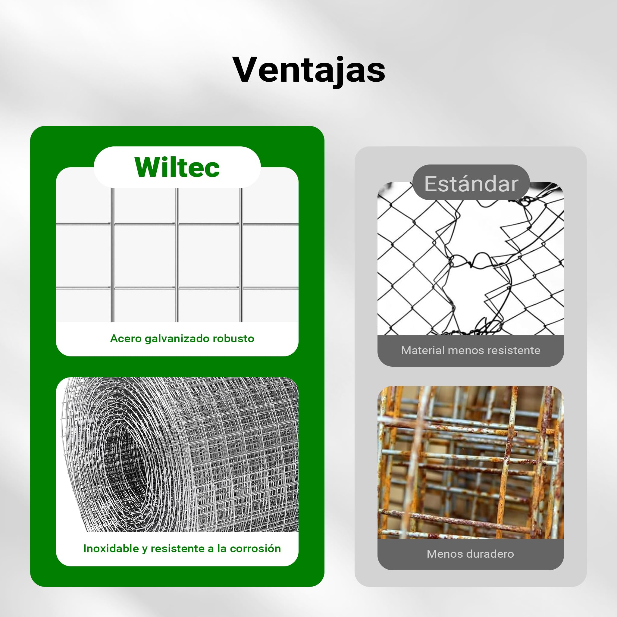 Wiltec Malla Alambre metálica gallinero Cierre metálico galvanizado Rollo 1mx25m mallado 12x12mm Jardín