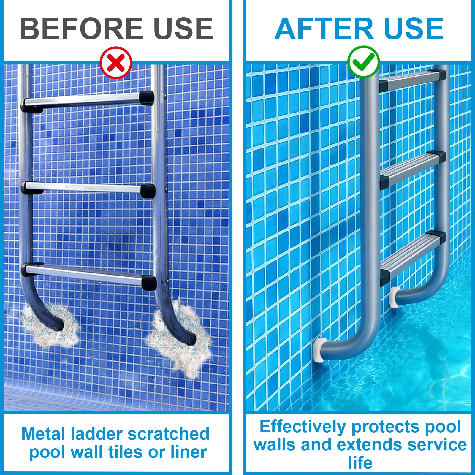 2 Pezzi Paraurti per Scale da Piscina, Scale Sicurezza Tappo Gomma, Tappi in Gomma Bumper per Scaletta, Accessorio per Scala Piscina, Protezione per Rivestimento per Piscinas