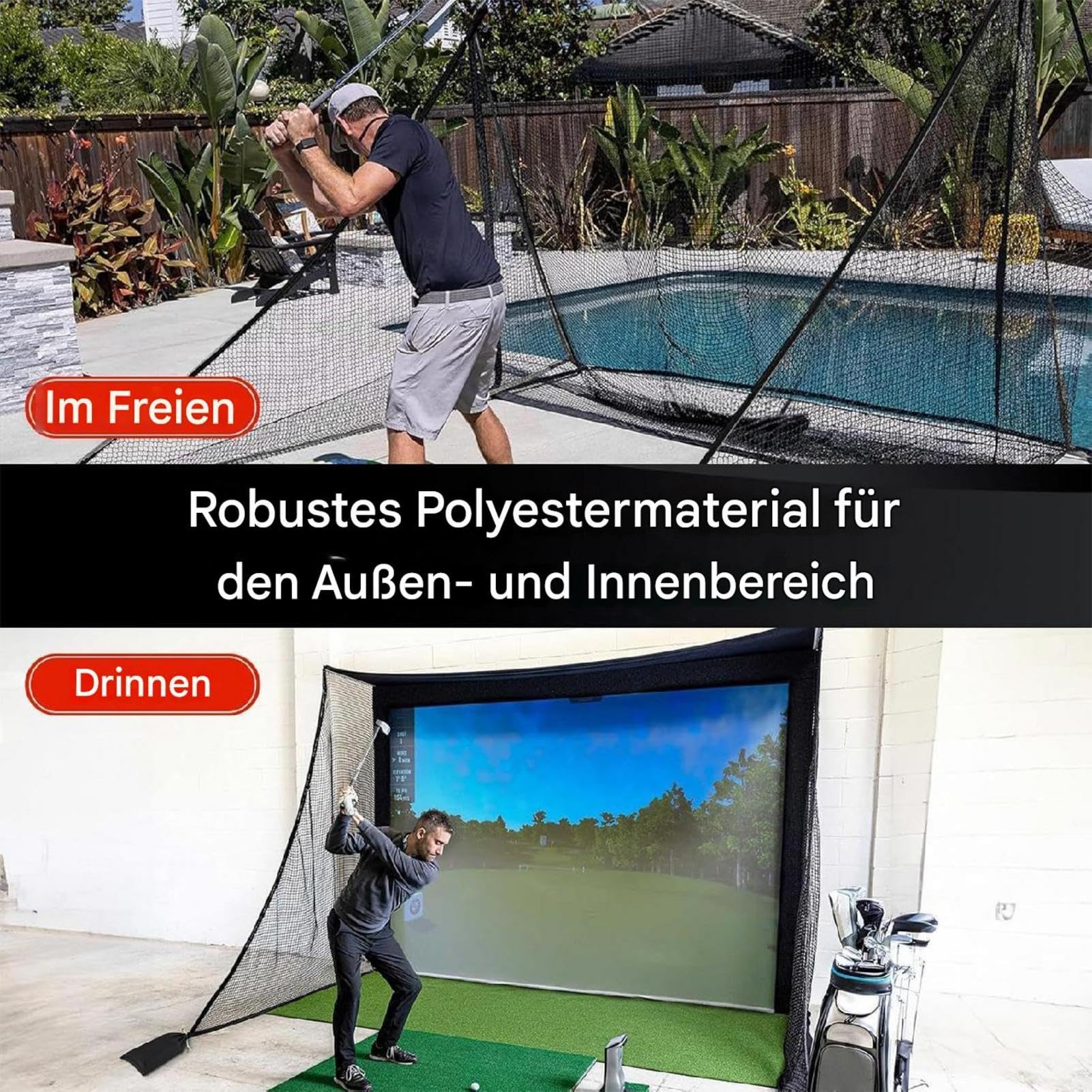 Fissaggio a rete da golf, rete laterale da golf, ali laterali triangolari con sacco di sabbia, prolunga della rete laterale da golf, rete di intercettazione sportiva per golf, baseball, hockey, calcio