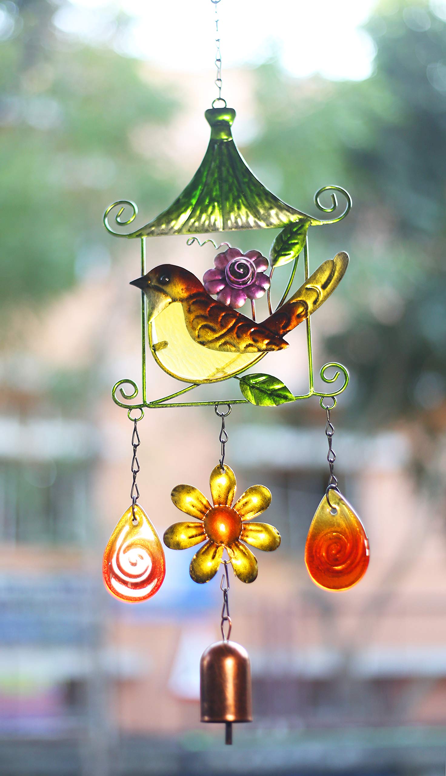 Paradigm Pictures Colourful Birds & Flower Metal wall hangings with Bells for Balcony Garden & wall Decor Items-picture-14