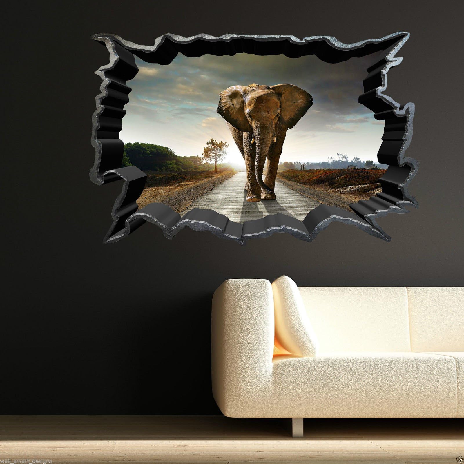 Peachy Antics Full Colour ELEPHANT AFRICAN WILD ANIMAL room wall art sticker decal transfer WSD257