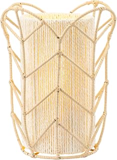 O'Bright Weaver Handcrafted Rattan Woven Table Lamp - E26 Socket, Rocker Switch, Boho Ambient Nightstand Light