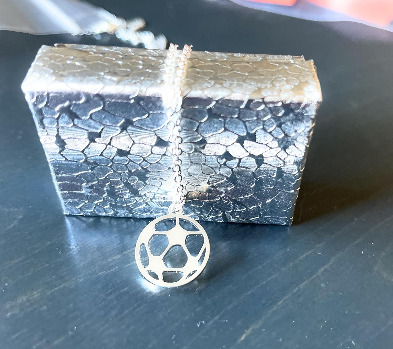 Stainless Steel Soccer Ball Charm Pendant Necklace - Made in USA | Nickel-Free | 10" Necklace with 2" Extender | Soccer Team Player Gift | Senior Night Jewelry - Image 3