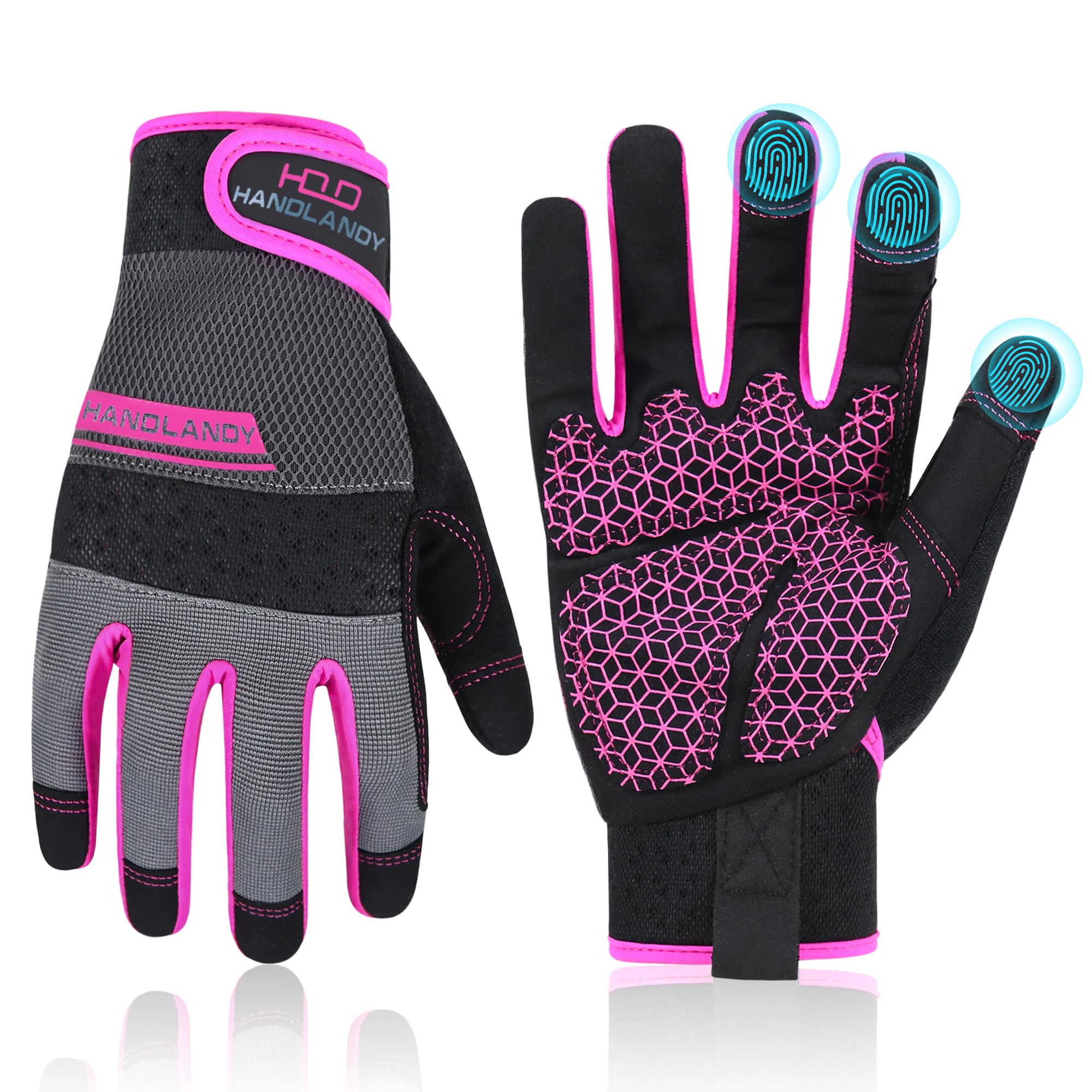 HANDLANDY Work Gloves for Women, Breathable Gardening Glove for Yard Maintenance, Hand Protection with Touch Screen & Grip for Gardeners, Farmers, Landscapers and Movers