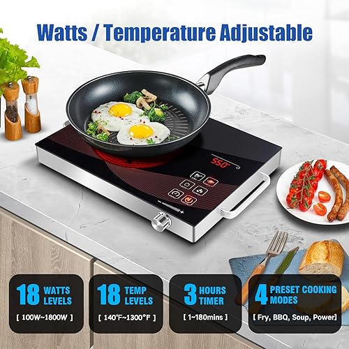 Miniatura 2 de Placa eléctrica de cocción individual quemador para cocinar, estufa portátil de pie independiente quemador único, placa de cocina de cerámica de