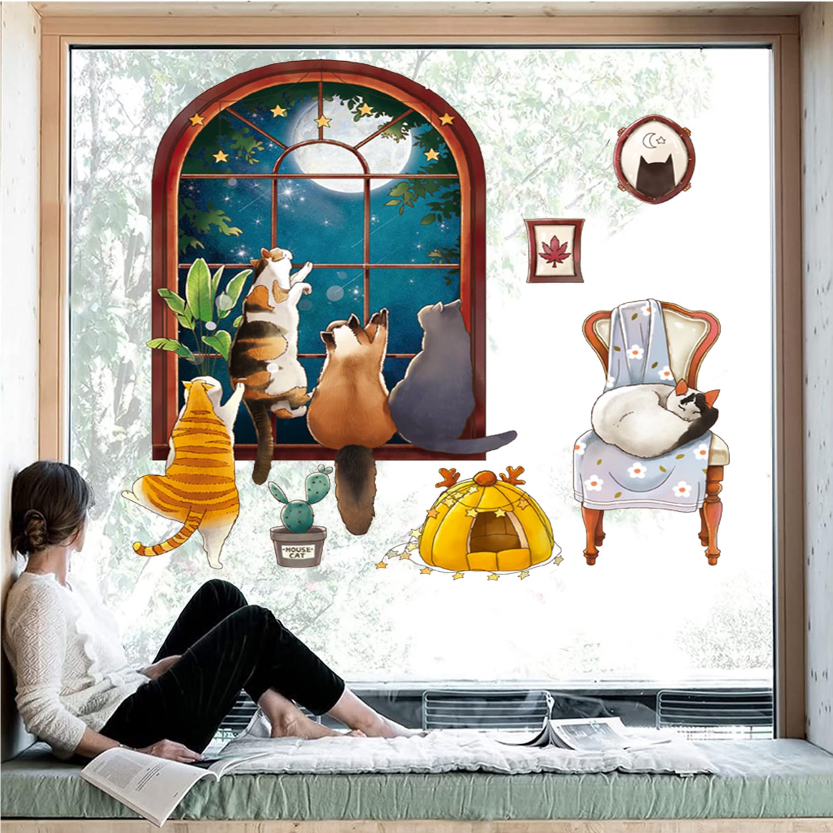 Cat Lovers Wall Art & Decor Cartoon Cat Door Stickers Cute Cat Wall Decor Cat Decorations Cute Cat Decor Posters for Nursery Room Toilet Kitchen Offices ?