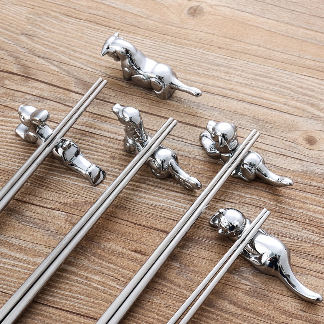 Yoy dodici cinese segni zodiacali in acciaio INOX bacchette riposo o cena supporto cucchiaio forchetta e coltello Holder set di 2 Bello Twelve Chinese Zodiac