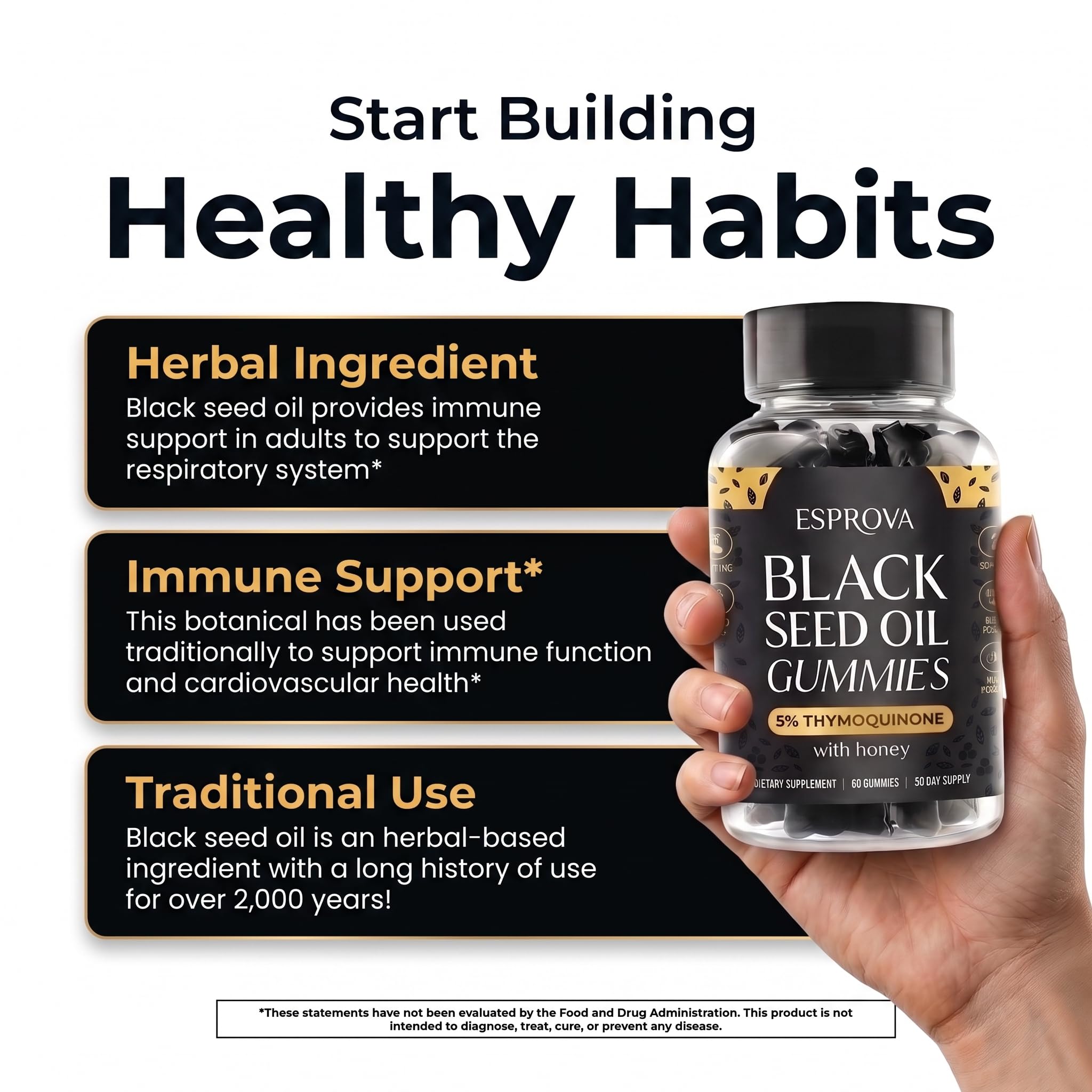 Black Seed Oil Gummies with Honey (Nigella Sativa), 5% Thymoquinone, Cold Pressed, 60 Count, 30 Day Supply — Amazon image 6
