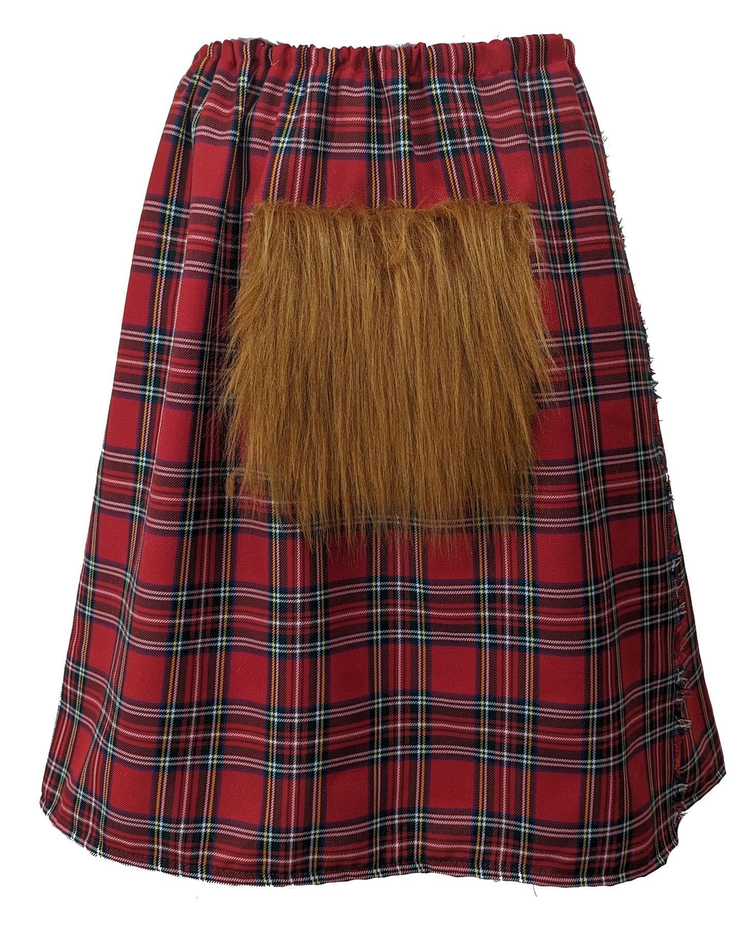 The Dragons Den Adults Royal Stewart Tartan Kilt With Sporran Scotsman Scottish Scotland Patriotic Fancy Dress Costume Accessory [L-XL]