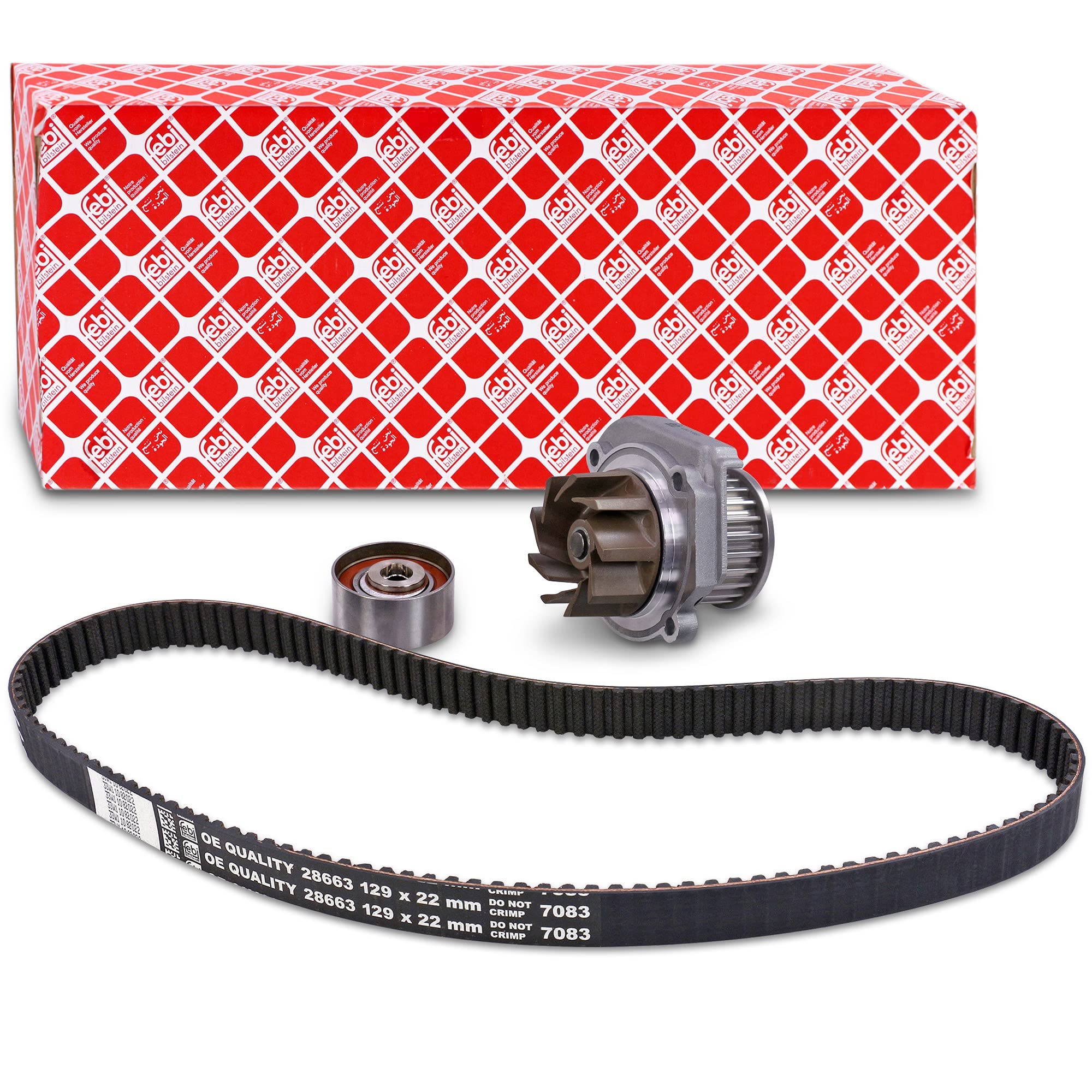 FEBI BILSTEIN Pompa acqua + Kit cinghie dentate 45176 Compatibile con: ALFA ROMEO MITO, FIAT 500, 500 C, DOBLO Großraumlimousine, DOBLO Kasten/Großraumlimousine, FIORINO Großraumlimousine