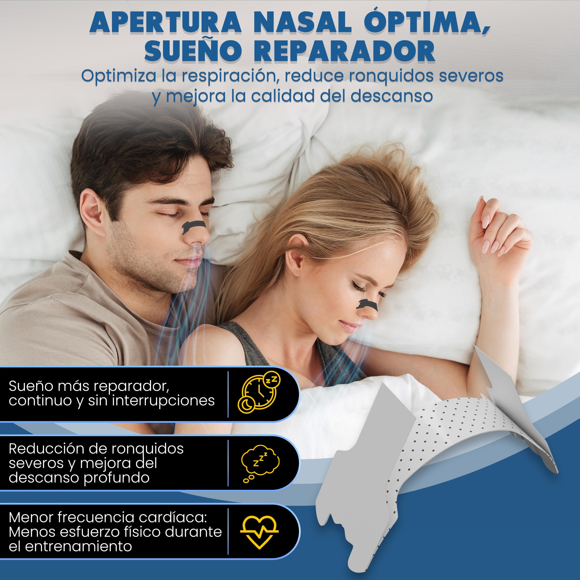 Tiras Nasales Deportivas Premium - HASLOM - Antironquidos Nose Strips para Dormir y Respirar Mejor por la Nariz Nasal Strip Tiritas Cinta Adhesión Máxima Dilatador - 30 Unidades