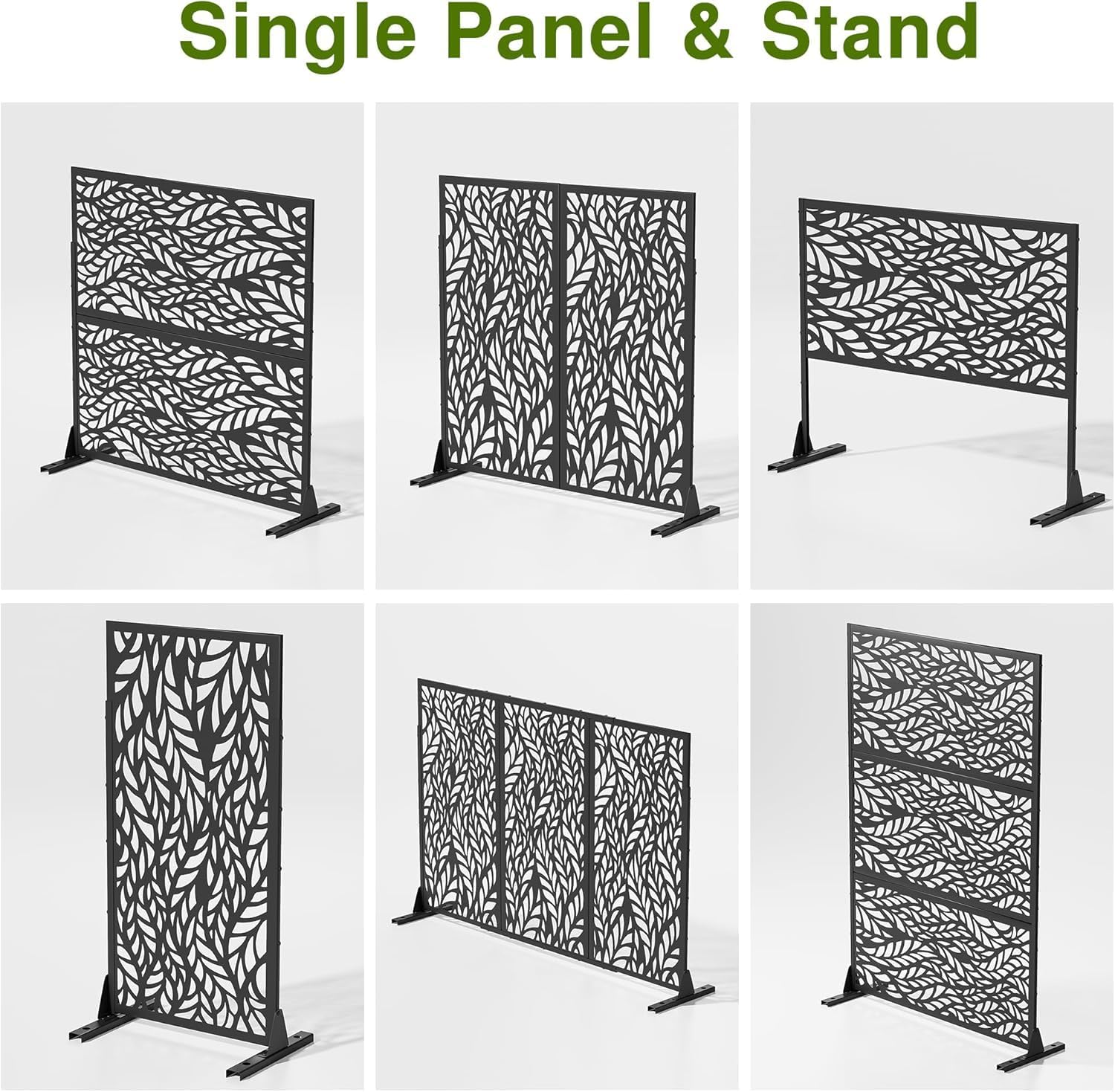 GarveeTech Paravent Outdoor 120x180cm Freistehender Sichtschutz aus Stahl, Windschutz für Terrasse und Garten, Raumteiler aus Metall mit Ständer