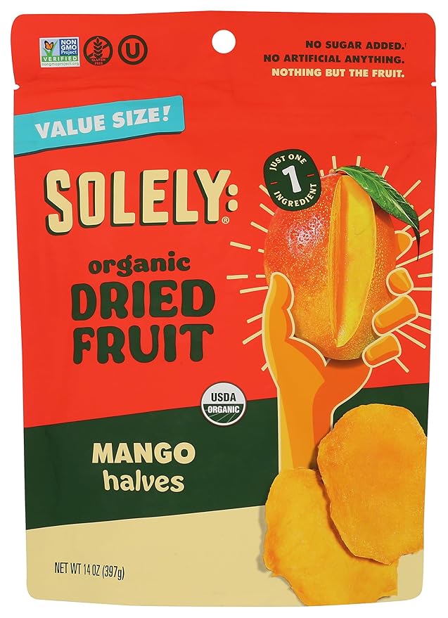 SOLELY Organic Dried Mango Halves Value Size, 14 OZ