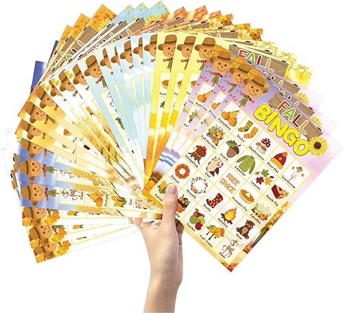 Miniatura 7 de Juego de bingo de otoño para niños 24 jugadores Happy Harvest Acción de Gracias Juego de suministro