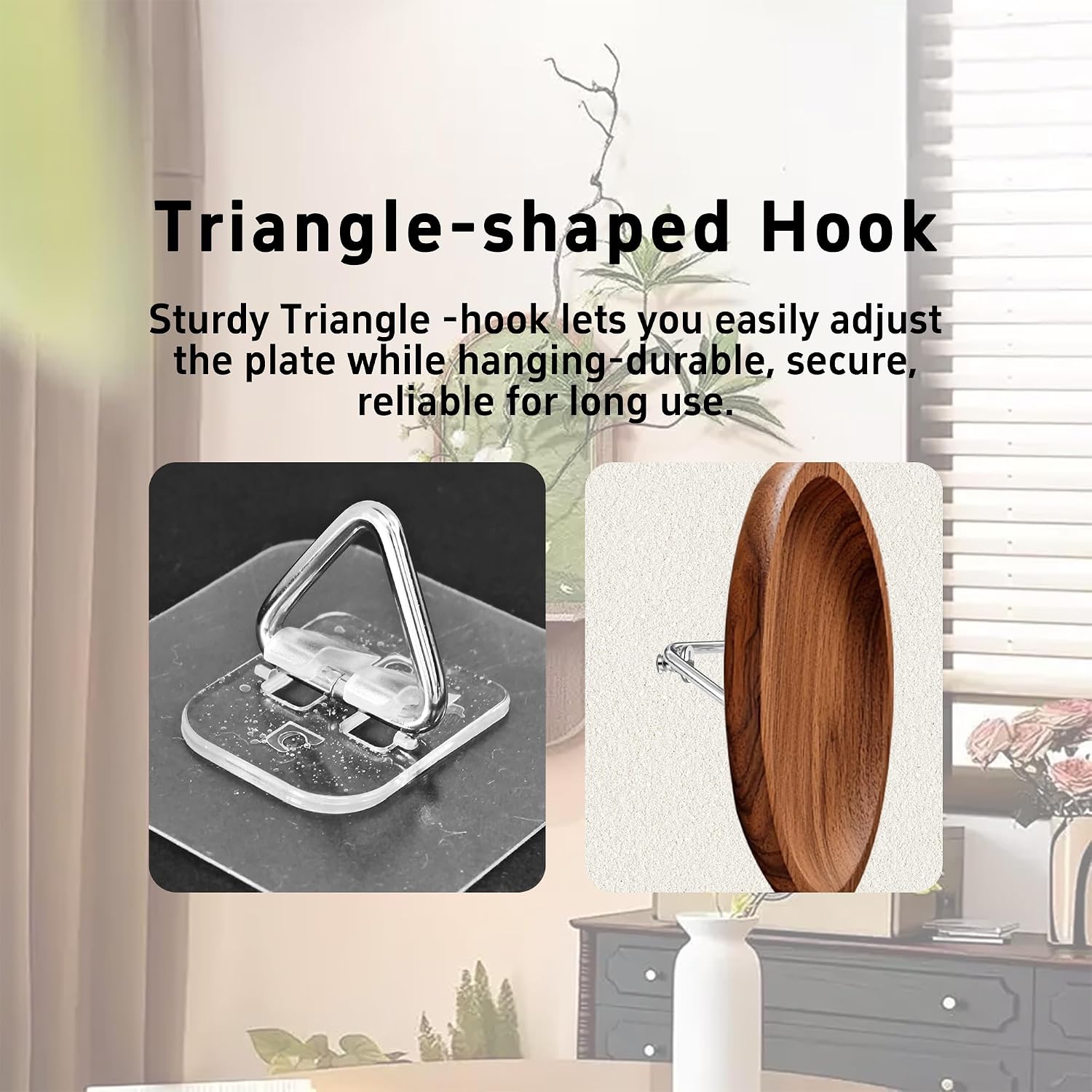 12PCS Invisible Adhesive Plate Hangers for Wall Display, 2.2 Inch Square Vertical Picture Hanging Hooks for Decorative Plates Photo Frames Paintings Wall Art Decoration