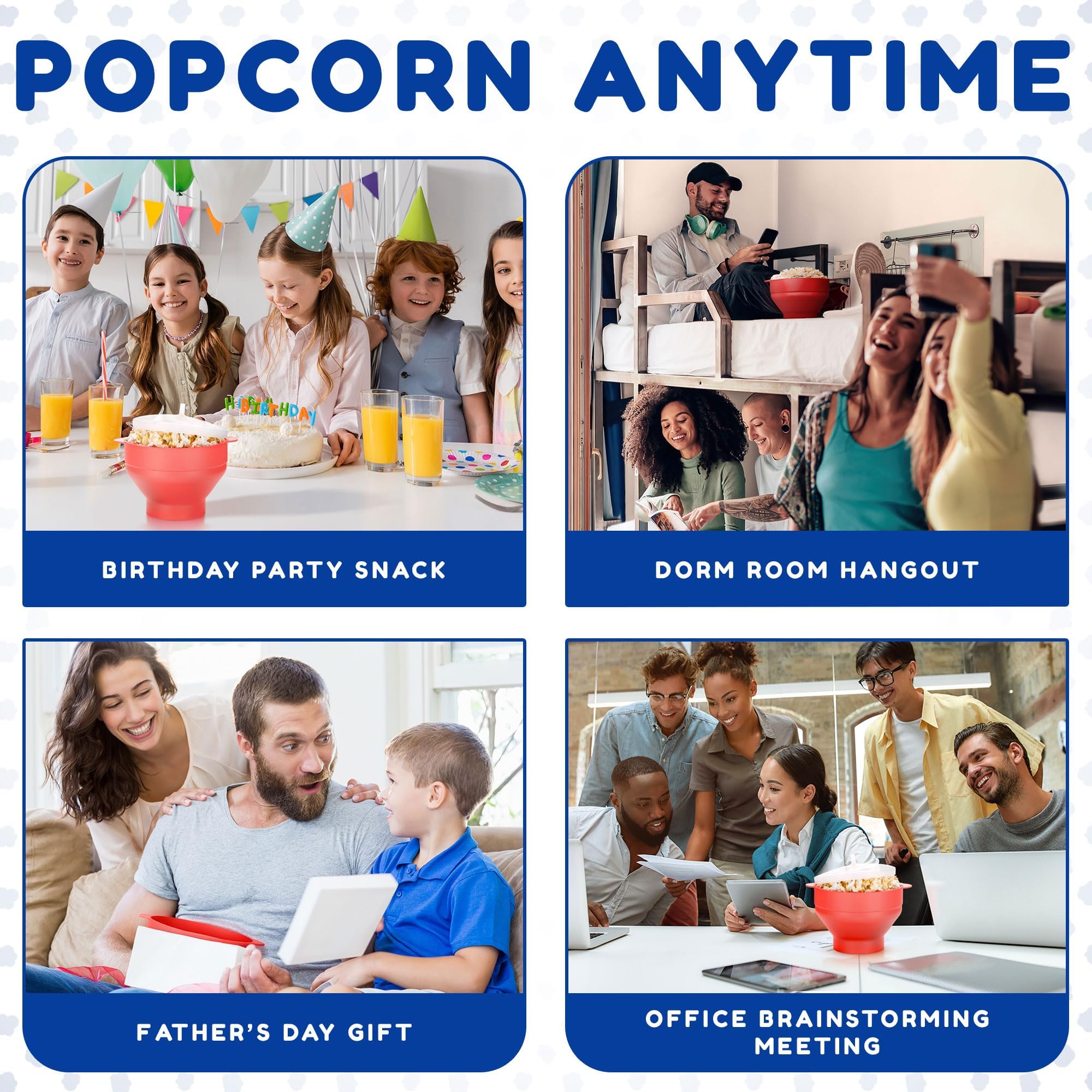 EcoEarth Microwave Popcorn Maker, Collapsible Food-Grade Silicone Popcorn Popper Bowl w/ Lid, Hot Air Popper, Red Pepper