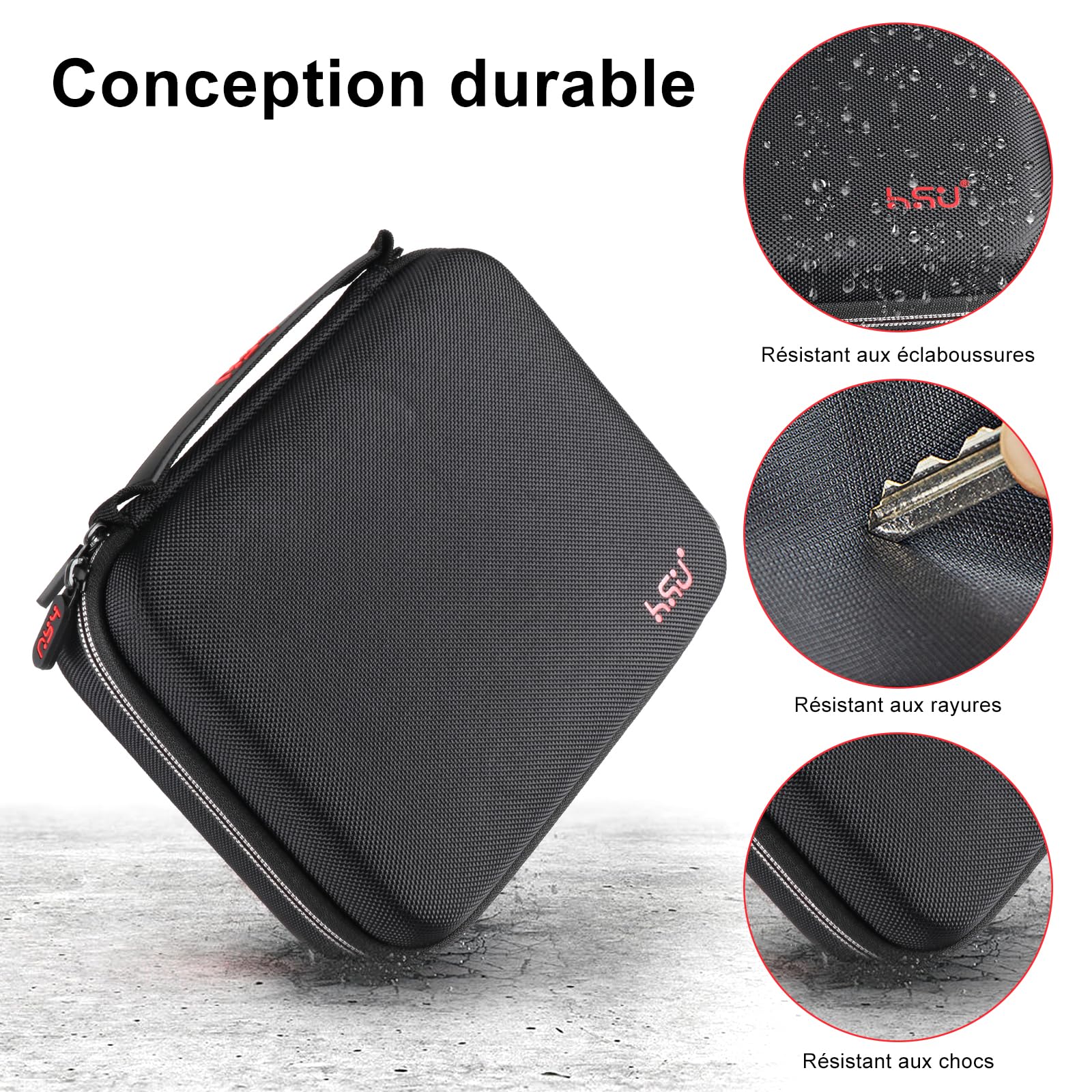 HSU Sacoche de Transport pour GoPro, Sacoche de Voyage Portable étanche pour caméras d'action Hero 12/11/10/9/8/7/6/5/4/3 et Accessoires (Middle)