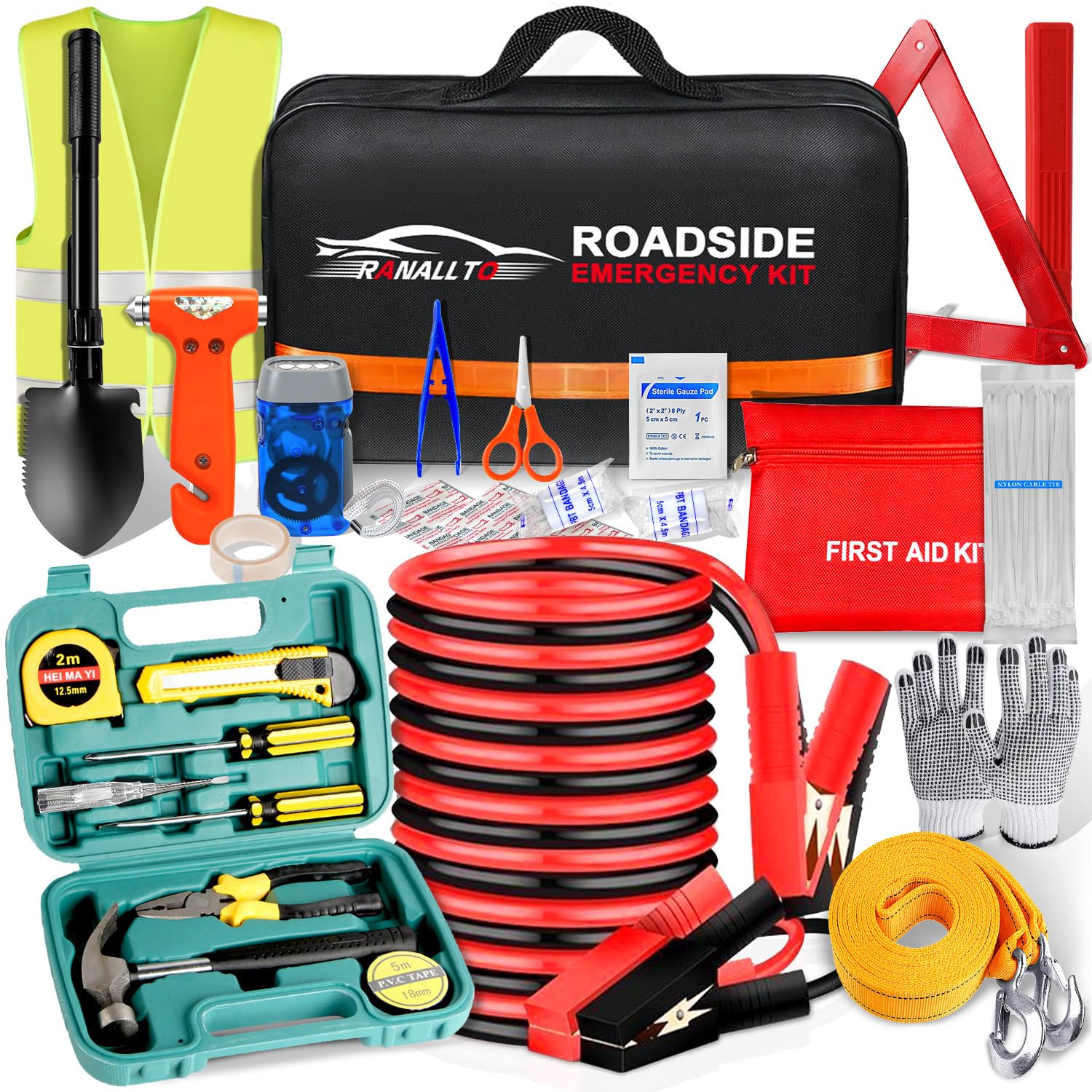 Car Emergency Roadside Tool kit Road Side Safety Assistance Kit for Women Men Adult Auto Truck Vehicle Emergency