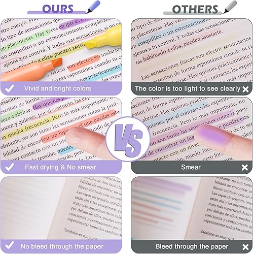 Miniatura 4 de Duchong 30 resaltadores pastel, colores surtidos a granel, punta de cincel para secado rápido para adultos y niños, imprescindible en el aula de