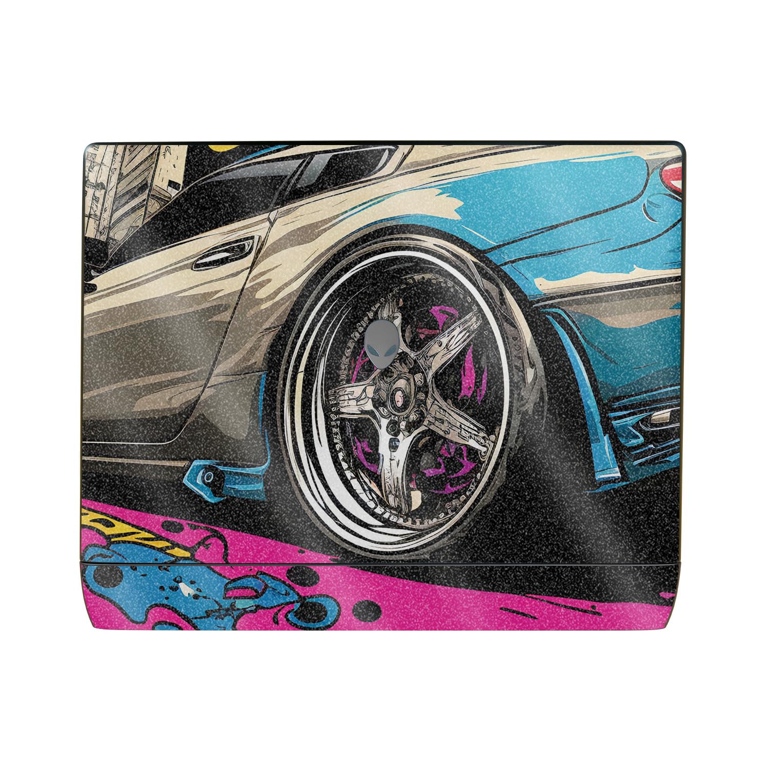 Glossy Glitter Laptop Skin Compatible with Alienware 16 Area-51 (2025) - Street Racer - Premium 3M Vinyl Protective Wrap Decal Cover - Easy to Apply | Crafted in The USA by MightySkins