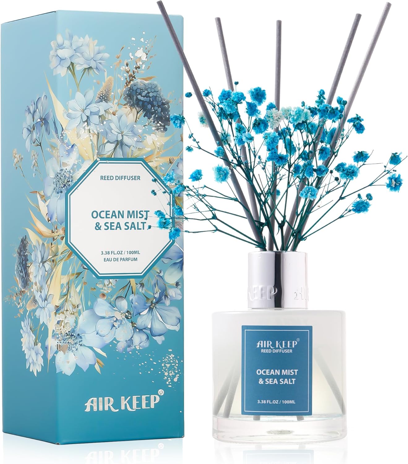 Airkeep Reed Diffuser Set,3.38 fl oz (100 ml) – Ocean Mist&Sea Salt Oil Diffusers with 8 Reed Sticks,Home Fragrance Reed Diffuser for Bathroom Shelf Decor Airkeep Reed Diffuser Set,3.38 fl oz (100 ml) – Ocean Mist&Sea Salt Oil Diffusers with 8 Reed Sticks,Home Fragrance Reed Diffuser for Bathroom Shelf Decor