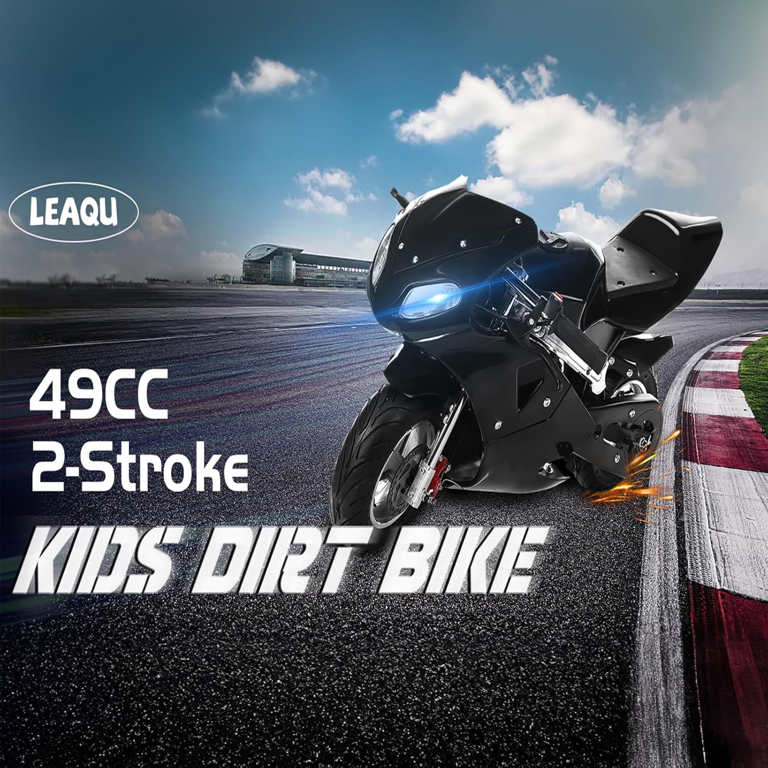 Mini Bike for Kids, 49CC 2-Stroke Kids Dirt Bike, Motorcycle Gas Pocket Pit Trail Mini Bike, Up to 18MPH, Weight Support 170 LBS, 21inch