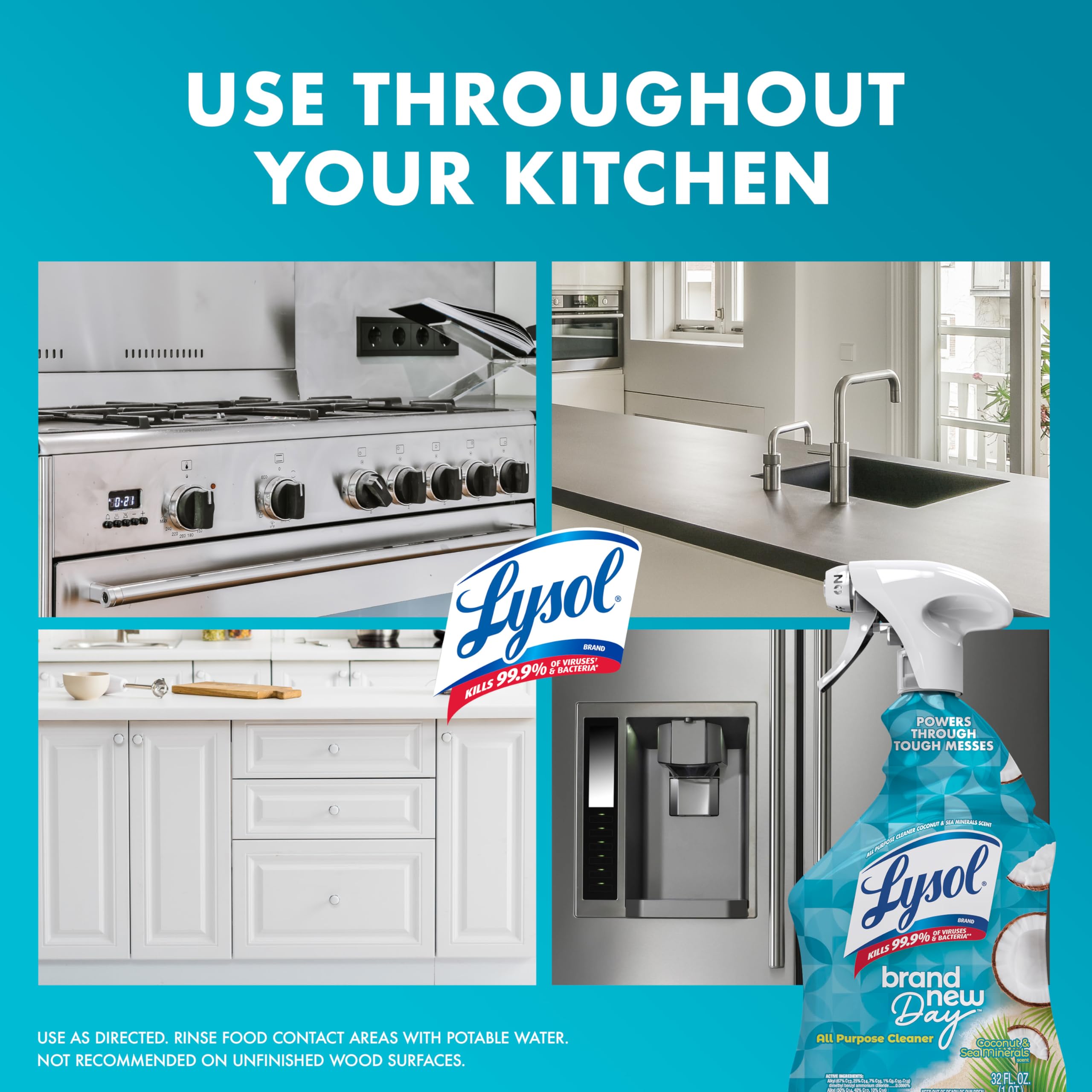 Lysol All Purpose Cleaner Spray, Multi-Purpose Disinfecting Spray, Kitchen & Bathroom Cleaner, Mango & Hibiscus, Coconut, and Lavender Scent (Pack of 3): Coconut & Sea Minerals 32 Fl Oz (Pack of 1)