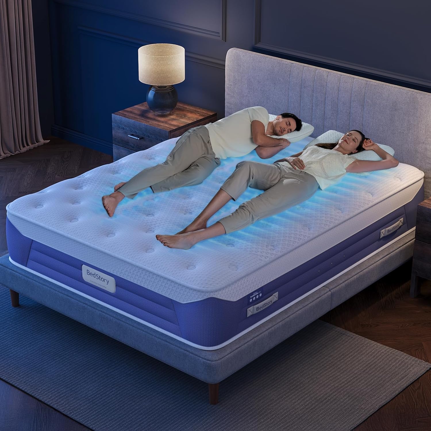 BedStory King Mattress, 14 inch Luxe Cooling Hybrid Mattress with Gel Memory Foam for Cool Luxury Sleep, 5-Zone Support for Pressure Relief, CertiPUR-US Certified, 365 Night Trial