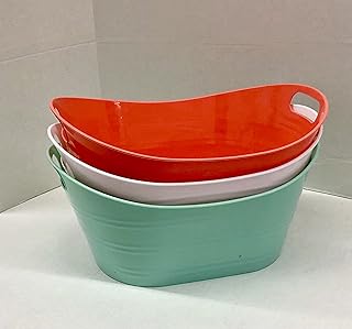 Set of 3 Flexible Oval Beverage Chilling Party Tubs with Handle 14.25x11x6.3