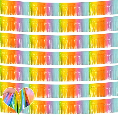 Paquete de 10 guirnaldas de flecos de papel de aluminio de 10 pies de oropel metálico para colgar en la pared, cortinas de fondo para desfiles,