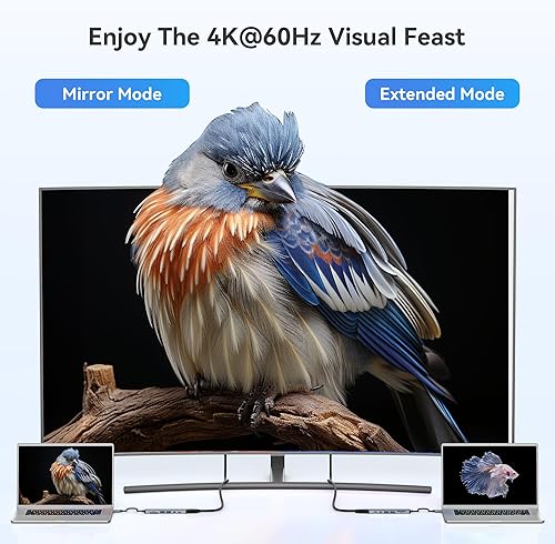 Vista 29 de Adaptador HDMI USB C Hub para MacBook Pro/Air, MOKiN 7 en 1 USB C Dongle con HDMI, lector de tarjetas SD/TF, puerto de datos USB C, 100 W PD y 2 USB