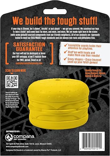 Miniatura 9 de BULLYMAKE Juguete para masticar de goma con hamburguesa con queso balístico para perros, juguete de goma para perros, hecho en Estados Unidos,