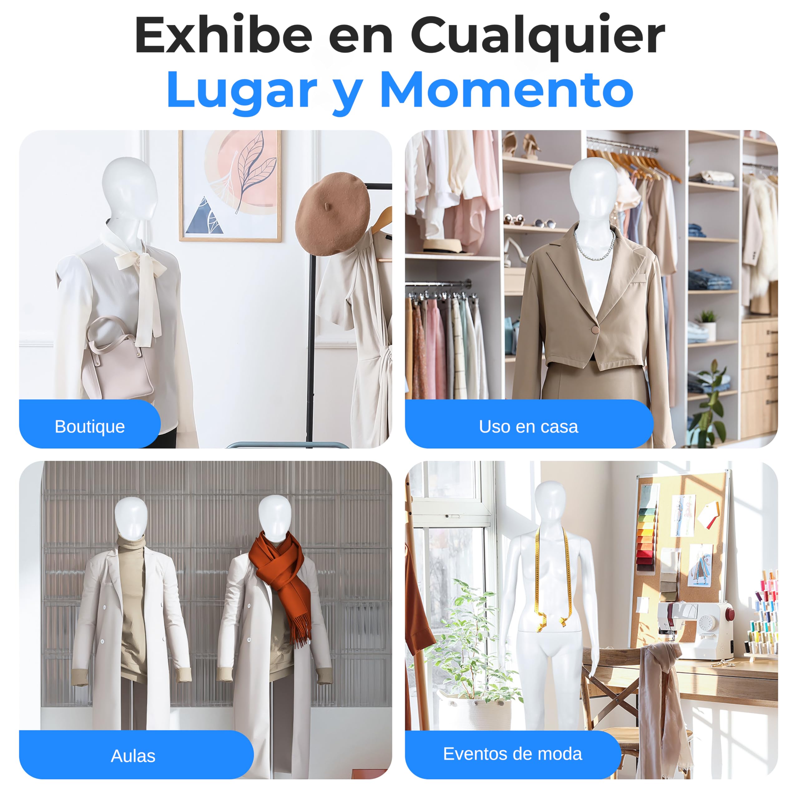 SereneLife maniquí Femenino de Cuerpo Completo, 175 cm de Altura, con Cabeza Ajustable, Extremidades Flexibles y diseño Desmontable, Tiendas de Ropa, Boutiques, Exposiciones y más