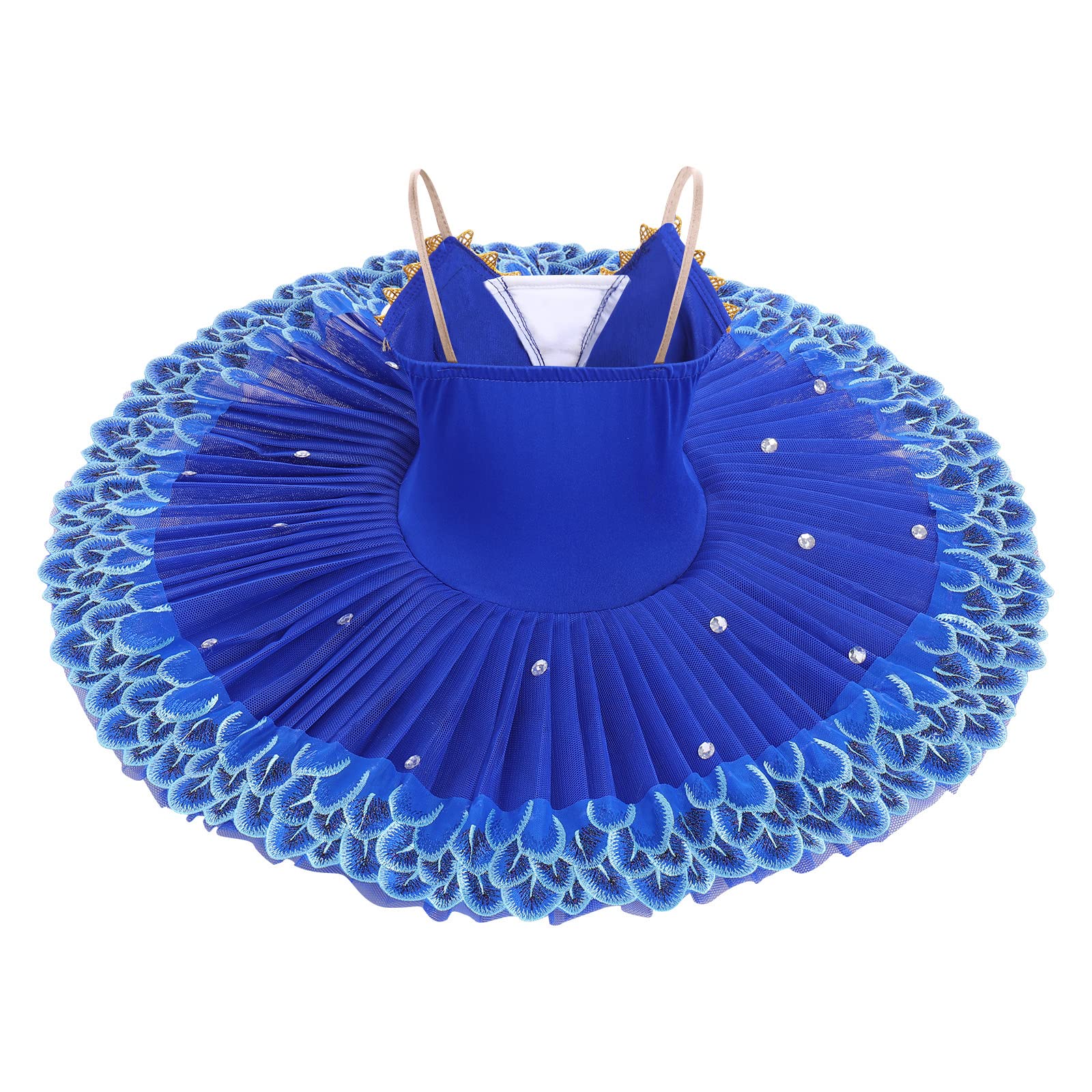 IBTOM CASTLE Fille sans Manches Robe Ballet Brodée de Plumes Justaucorps Gymnastique Patinage Ballet Tutu Costume de Danse Enfant Ballerina 4-14 Ans