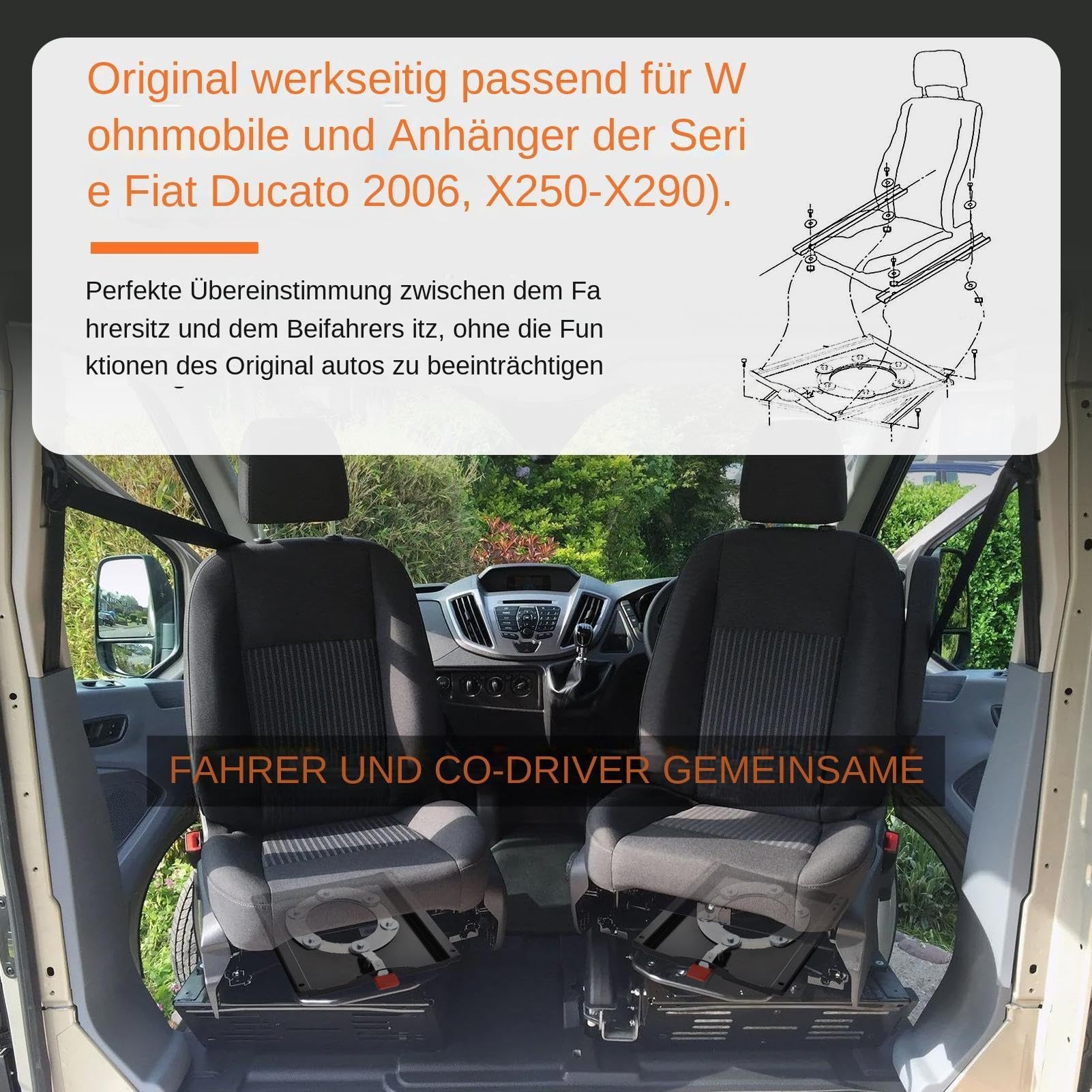 RV Drehsitz Basis | Schwerlastige 360-Grad Auto Drehsockel Basis | 200 kg Tragfähigkeit Autositzschwenker für T5 Fahrer- oder Beifahrersitz, Nutzfahrzeuge, Wohnmobil