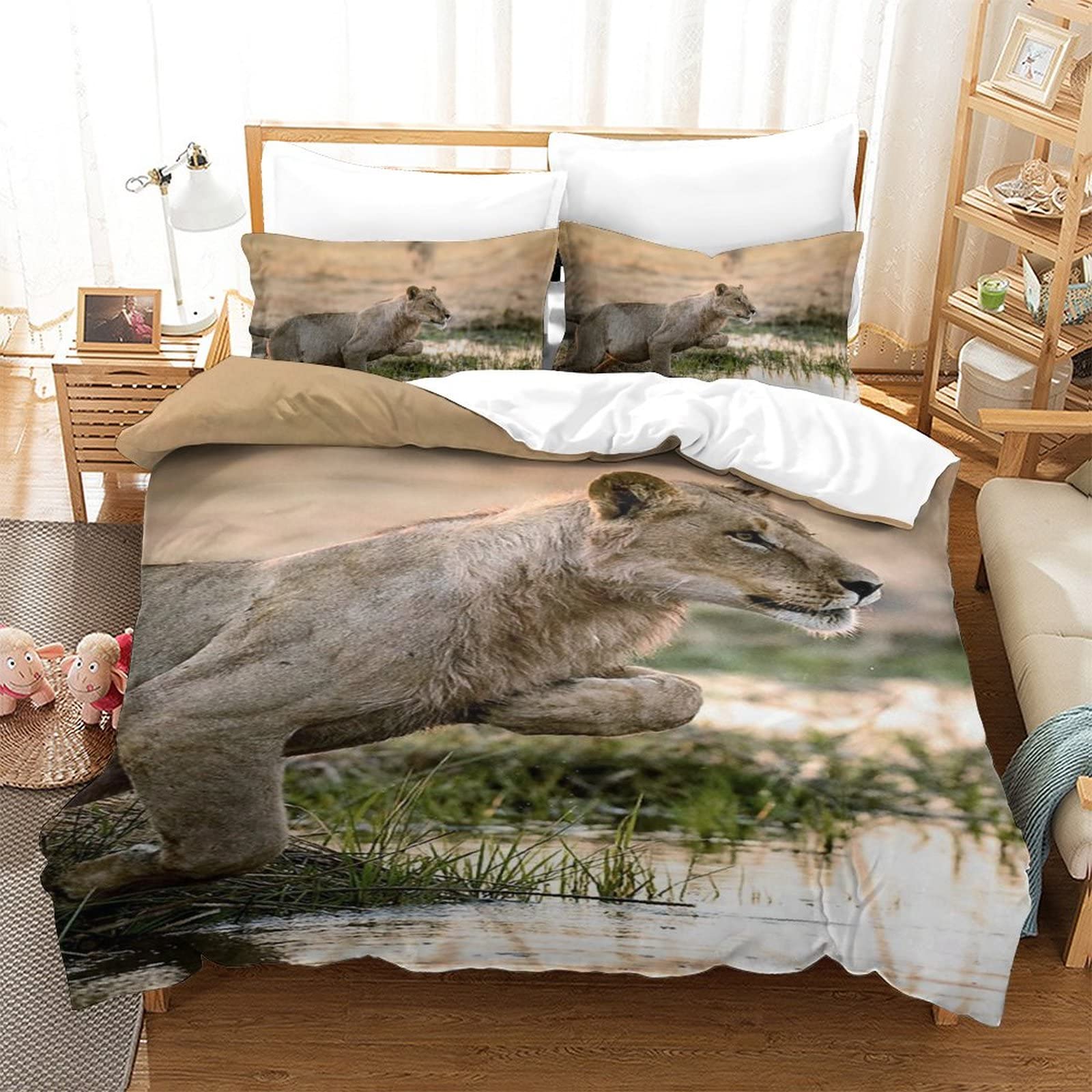 Housse de Couette Lion 3D pour créer une ambiance safari moderne dans la chambre