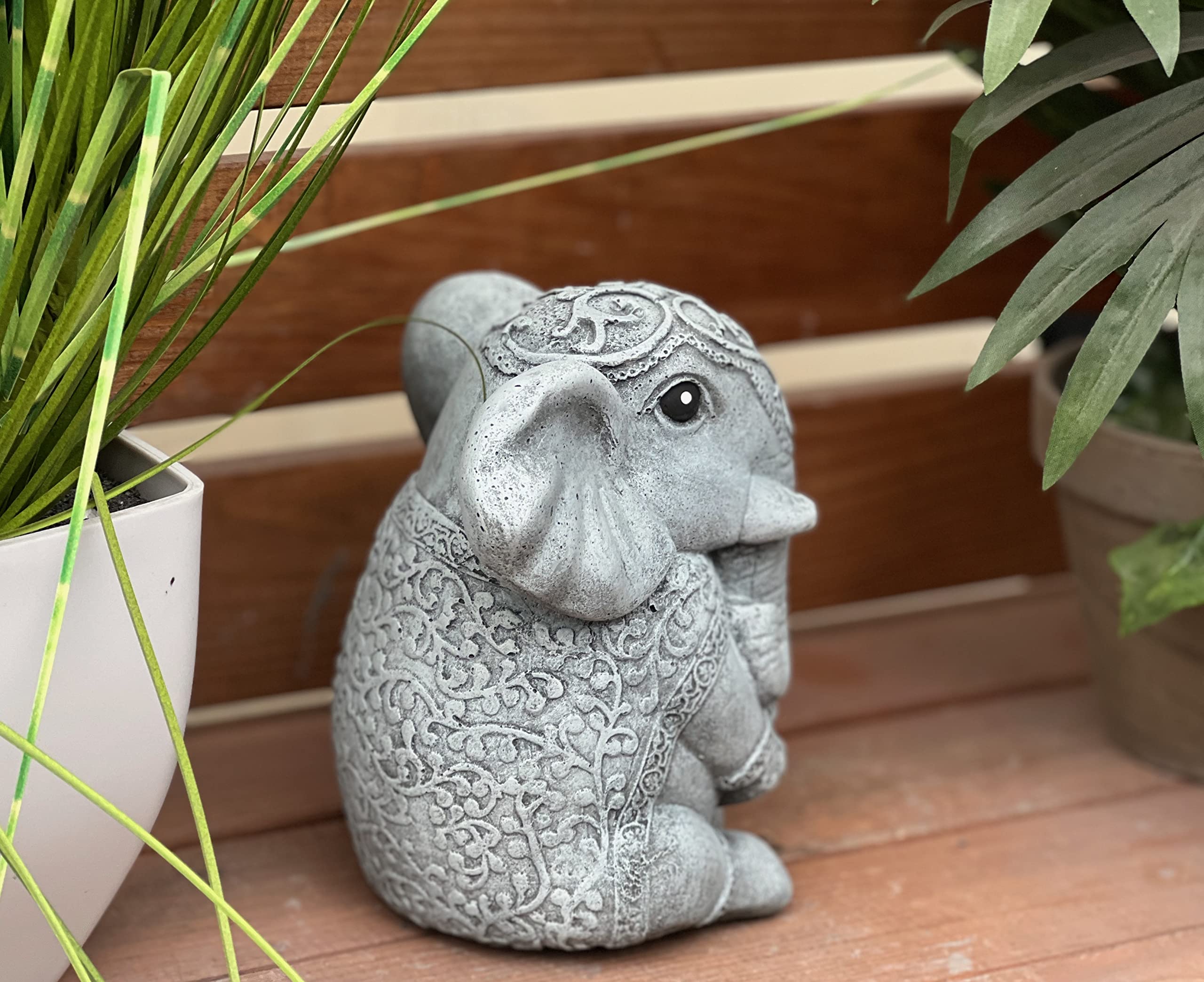 stoneandstyle Statuette éléphant indien en en pierre massif résistante au gel