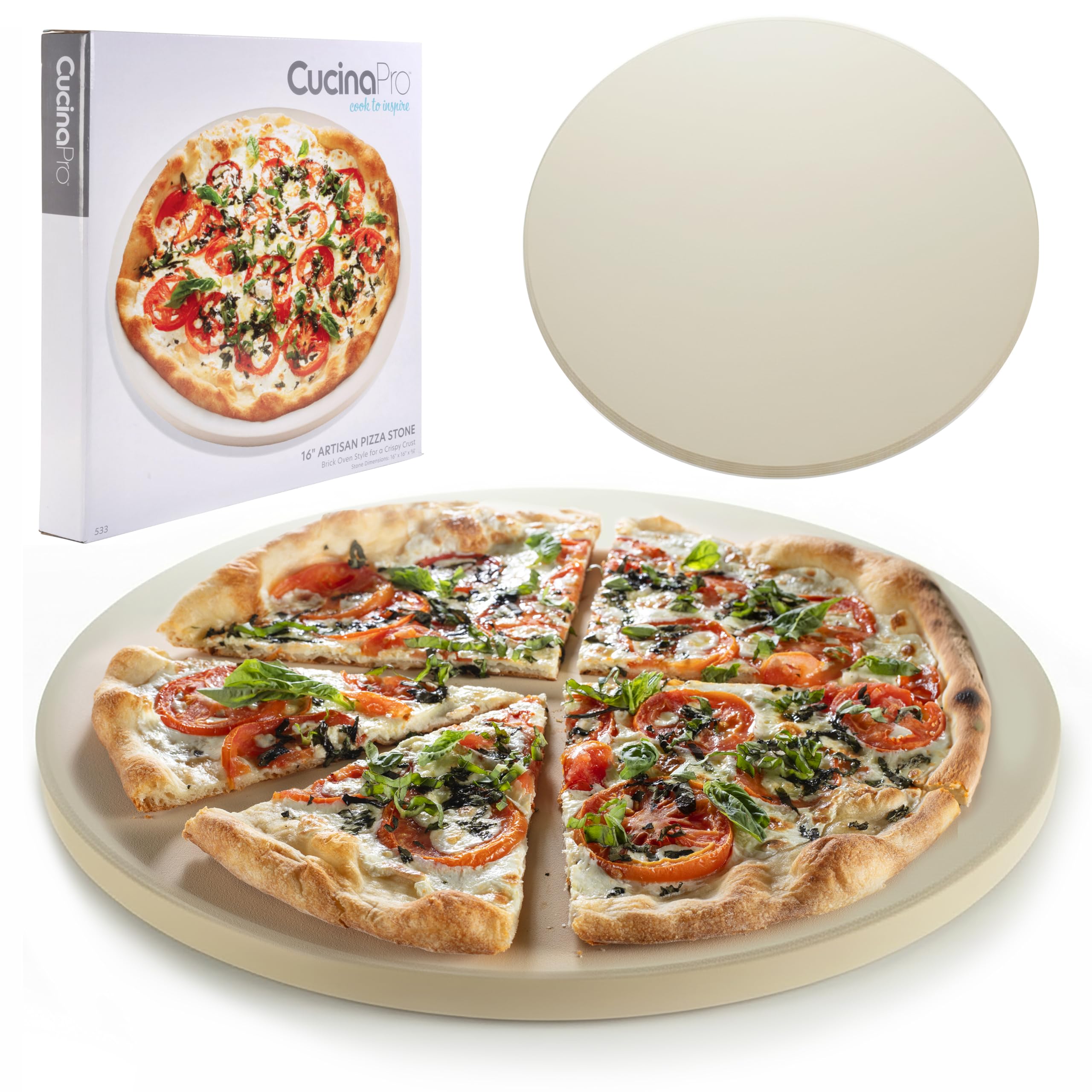 Pizzastein für Ofen, Grill, Grill, rund, 1,6 cm, extra dicker Backstein mit sicherer, gleichmäßiger Erwärmung, XL-Pfanne für knusprige Kruste, robuster Cordierit hält hohe Temperaturen, ein Muss für