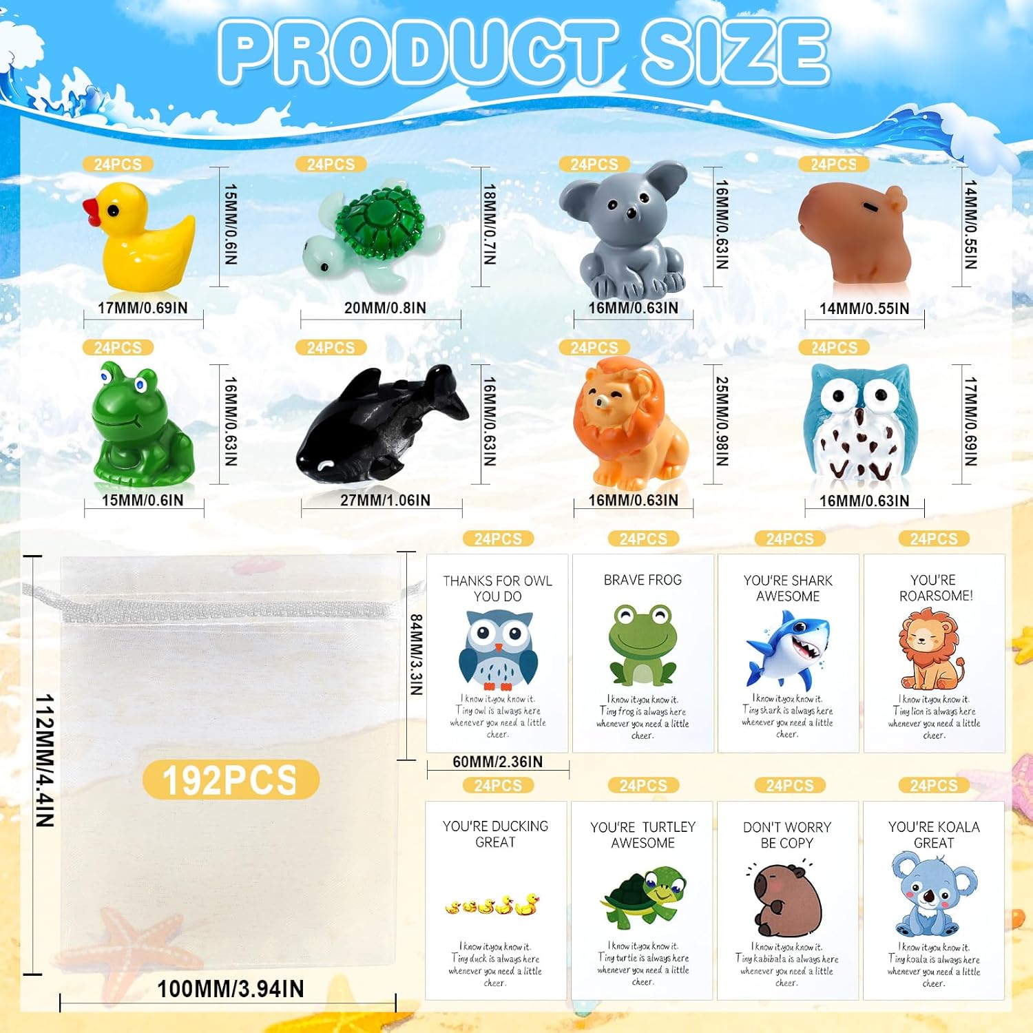 LUYI 192 Sets Employee Appreciation Gifts Bulk for Coworkers Thank You Staff Office Volunteer Teachers Appreciation Bulk Gifts Cute Mini Resin and Inspirational Note Cards End of Year Presents