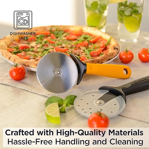Miniatura 5 de Deiss Cortador de pizza profesional resistente con cortador de ruedas, rueda cortadora de pizza afilada y lisa de acero inoxidable con mango