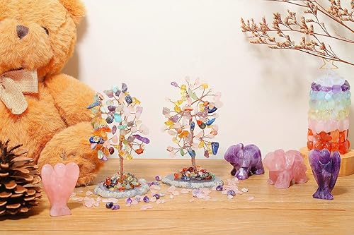 Miniatura 2 de Árbol de cristal natural multicolor con cristales de ágata para árbol de dinero, alambre de cobre, piedra de árbol de la vida, atrae la suerte para