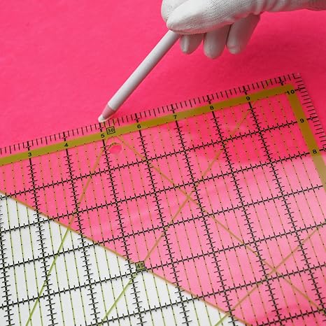 Quilting Rulers,Sewing Ruler,4 Piece Acrylic Square Quilting Templates with 3pcs Magnetic Seam Guide,Clear Precision Ruler for Quilting Sewing,Tools Supplies Accessories