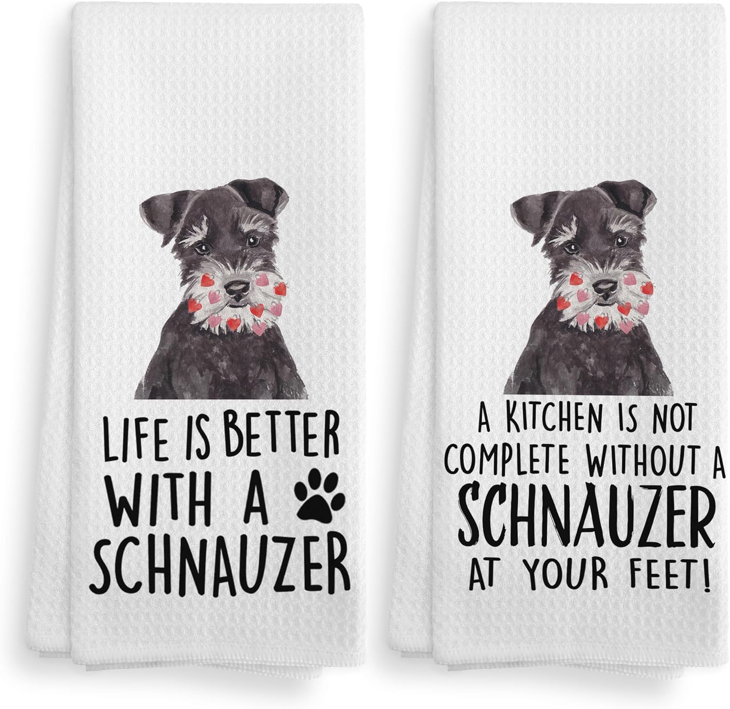 NOQL Schnauzer Towels, Schnauzer Gifts, Schnauzer Dog Kitchen Towels and Dishcloths Set of 2, Schnauzer Decor, Schnauzer Gifts for Women, Dog Kitchen Towels, Dog Gifts for Women, 16×24 Inches